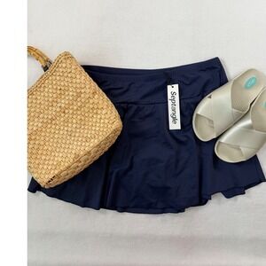 Septangle Navy Swim Skirt Built-in Brief Plus Size 18W Minimalist Preppy NEW